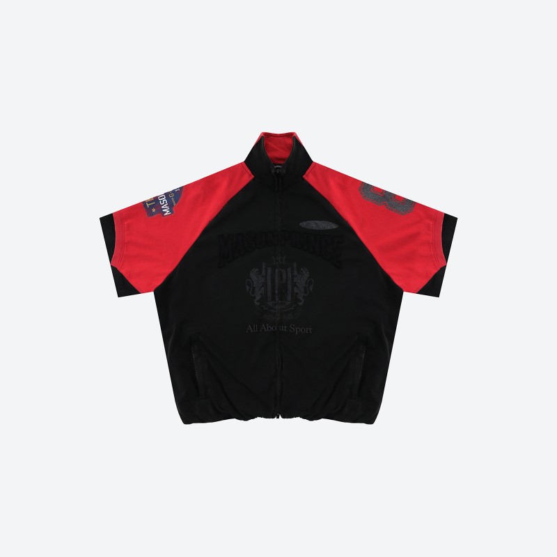 Retro Patchwork Zip‑Up Jacket